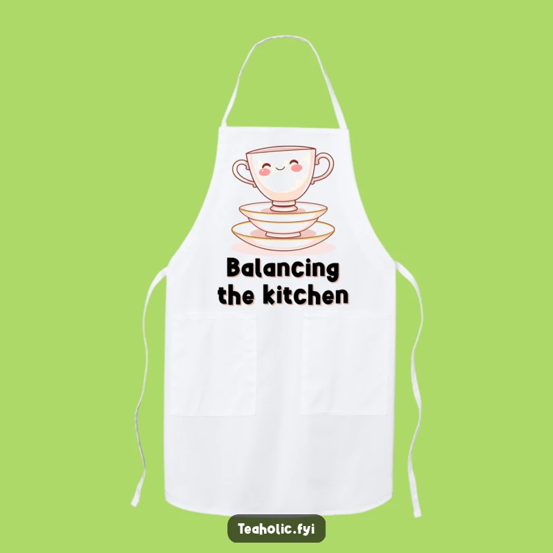 Funny Teacup Saucer Balance Apron: Cook with Charm