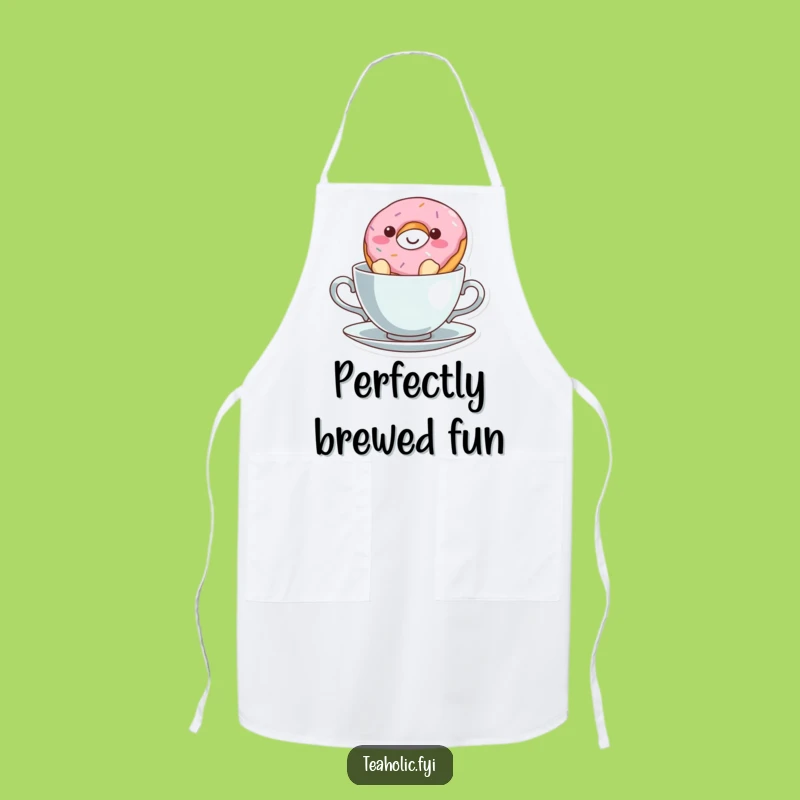 Funny Donut in Teacup Apron: Kitchen Humor for a Delightful Cooking Experience