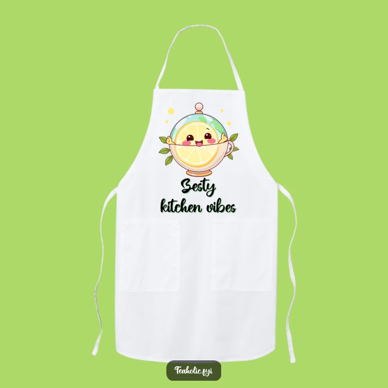 Funny Joyful Lemon Globe Apron: Cook with Zest & Fun