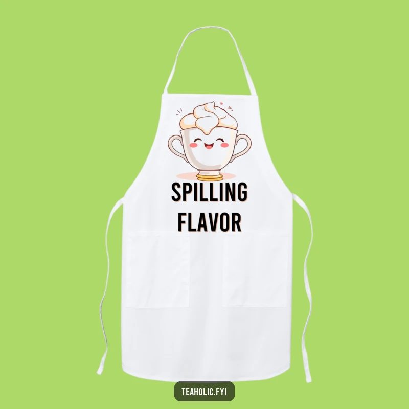 Funny Teacup Spill Apron: Gleeful Character Kitchen Wear for Messy Cooks