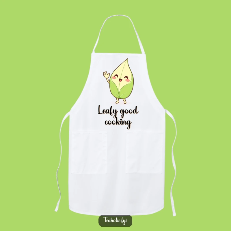 Funny Waving Tea Leaf Apron - Kitchen Enthusiastic Character Wear - Great Funny Gift!