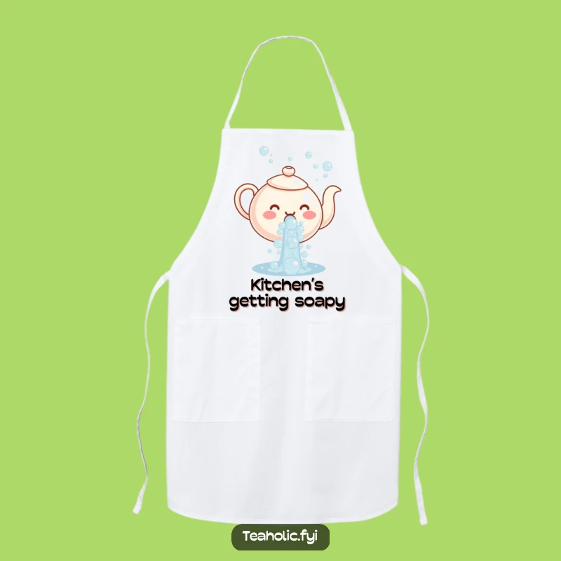 Funny Teapot Bubbles Apron: Cook Up Fun with a Bubbly Cascade