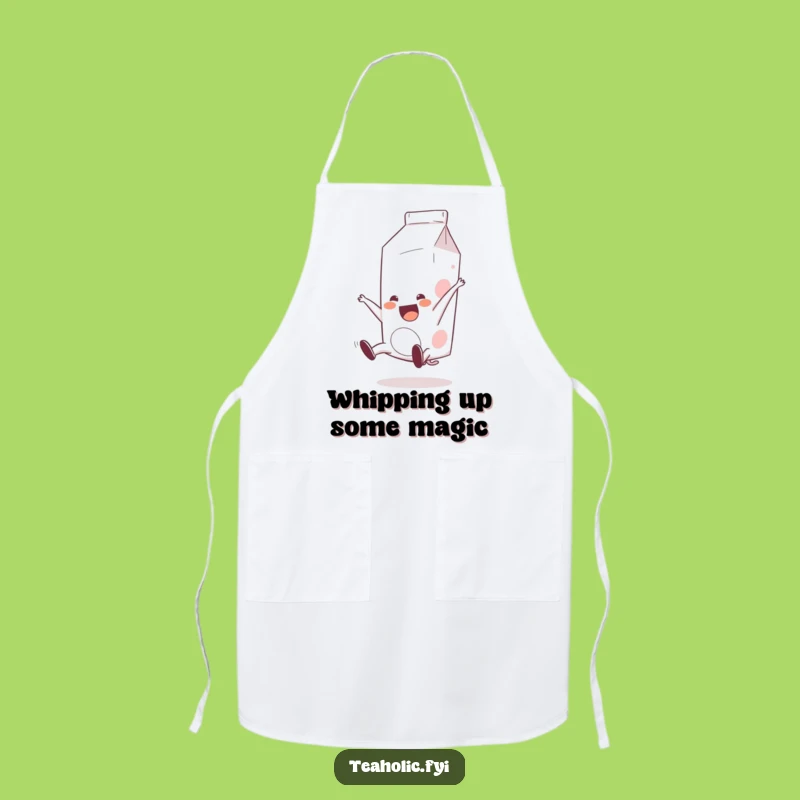 Funny Milk Carton Somersault Apron: Cook with Cartoon Charm and Cheerful Flair