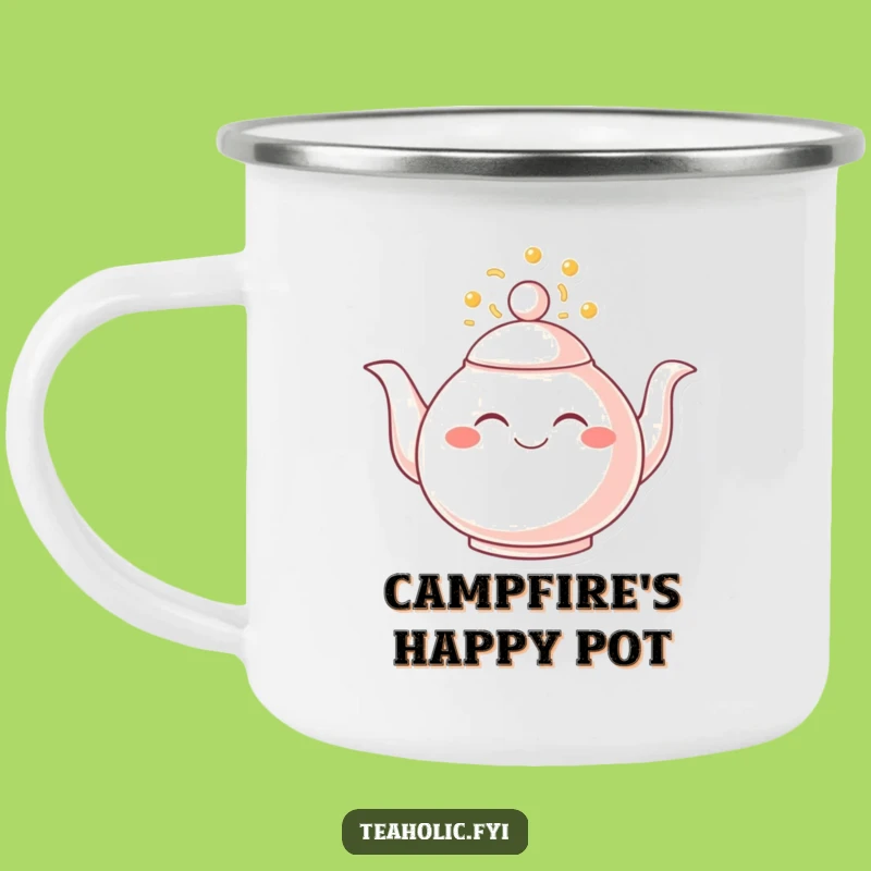 Funny Joyful Teapot Camping Mug: Happy Campfire Brew!