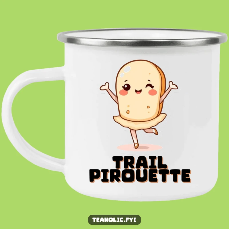Funny Tea Biscuit Pirouette Camping Mug: Adventure with a Dancing Treat!