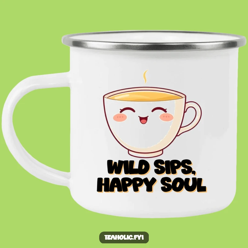 Funny Teacup Character Camping Mug: Adventure Sips and a Funny Gift