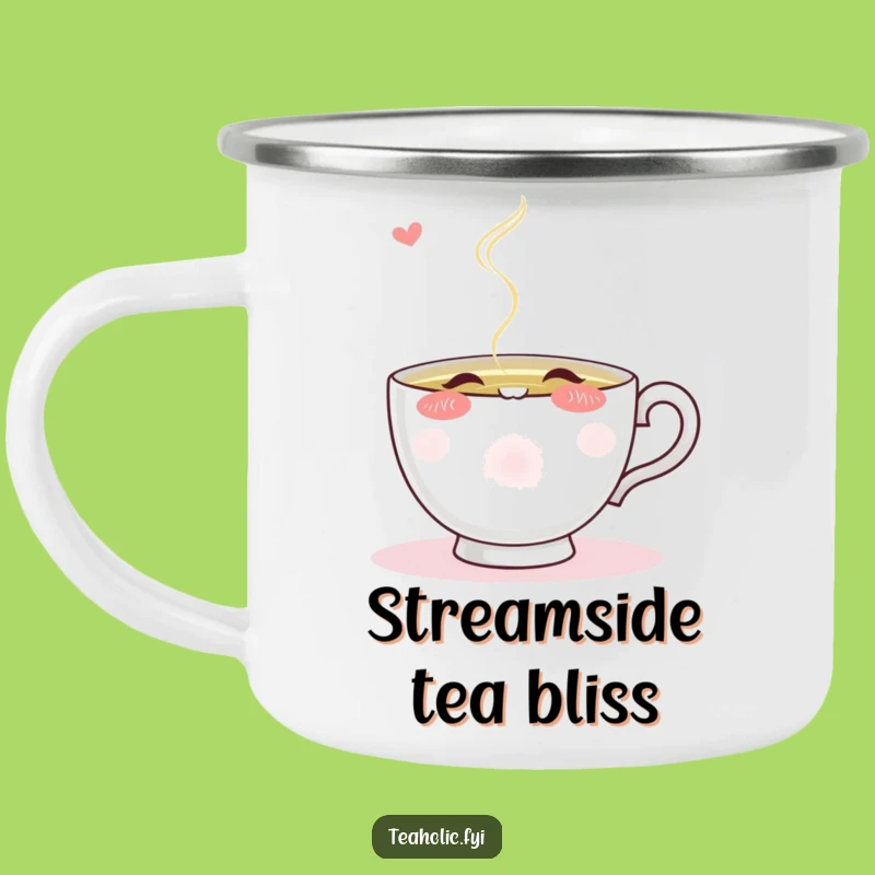 Funny Blushing Teacup Sip Camping Mug: Enjoy Tea on the Go