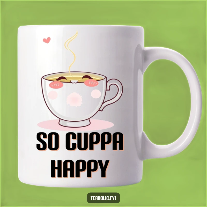 Funny Blushing Teacup Sip Mug: Adorable Humor for Tea Lovers