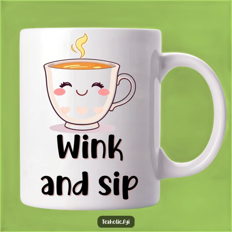 Funny Happy Teacup Wink Mug: Charming Smiling Drinkware Gift