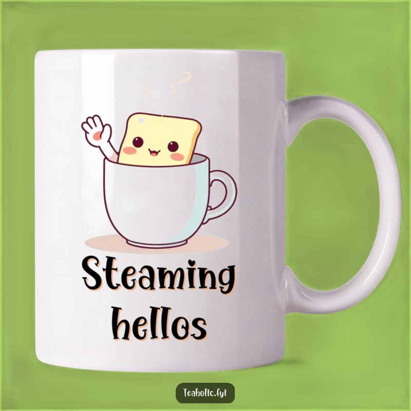 Funny Kawaii Tea Bag Mug - Enthusiastic Steaming Companion Gift
