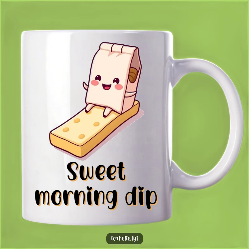 Funny Tea Bag Biscuit Slide Mug: Sweet Descent Funny Gift!