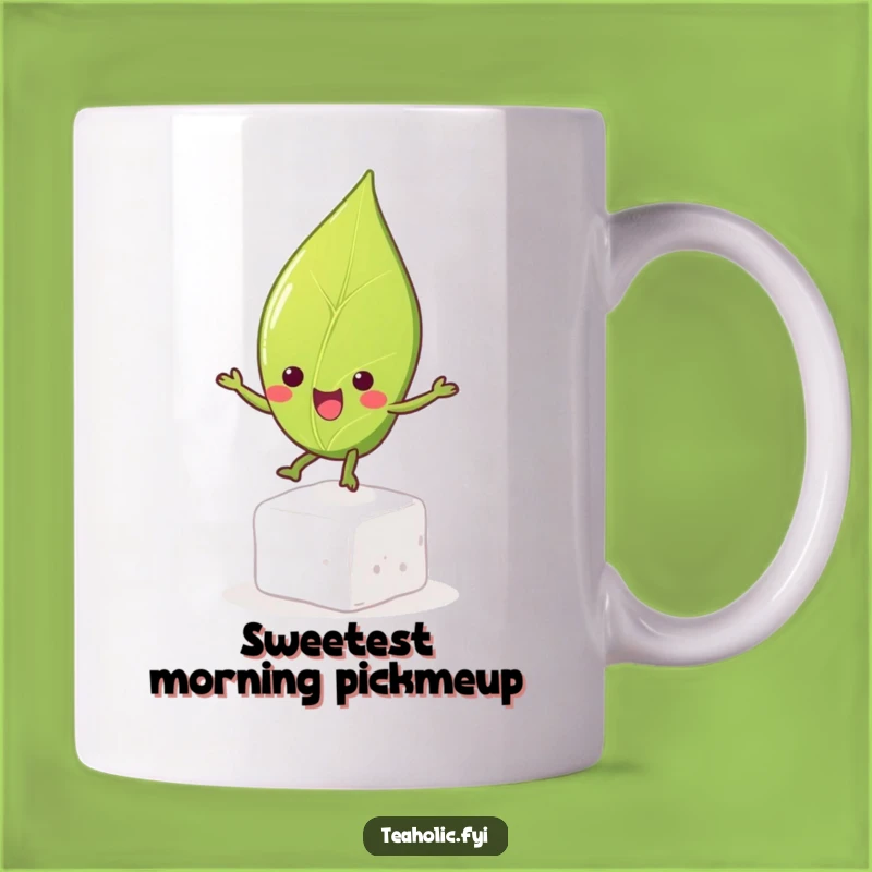 Funny Tea Leaf Bouncing on Sugar Cube Mug, A Hilarious Brew-tiful Gift