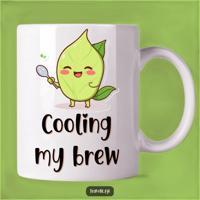 Funny Tea Leaf Fanning Spoon Mug: Humorous Refreshment Gift for Tea Lovers