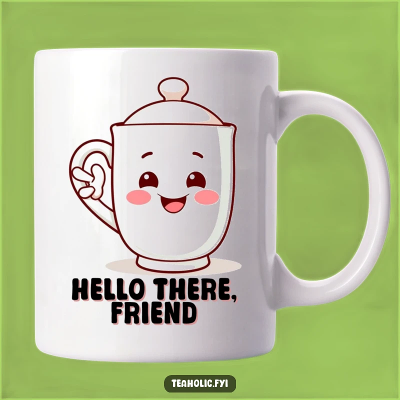 Funny Mug Greeting - Friendly Wave Handle Gift Mug