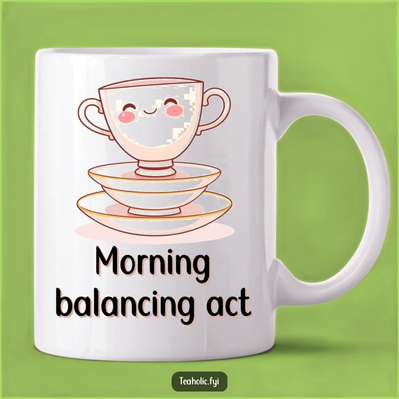 Funny Teacup Saucer Balance Mug: Whimsical Character Design