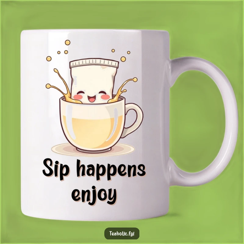 Funny Tea Bag Splash Mug: Joyful Character Design for Tea Lovers