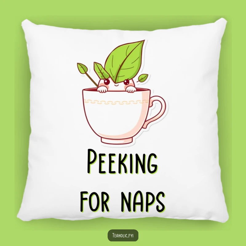 Comfy Funny Curious Tea Leaf Pillow: Cozy Comfort with a Peek