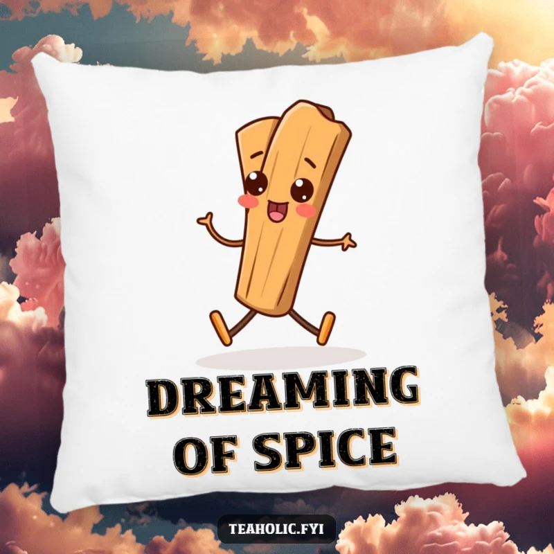 Funny Cinnamon Stick Pillow with a playful cinnamon stick character marching, offering soft comfort and whimsical humor.