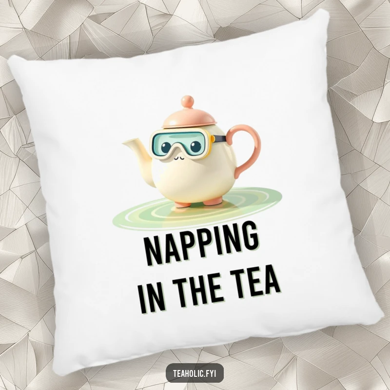 Funny teapot pillow, character snorkeling in tea pool, soft and amusing, perfect funny gift.