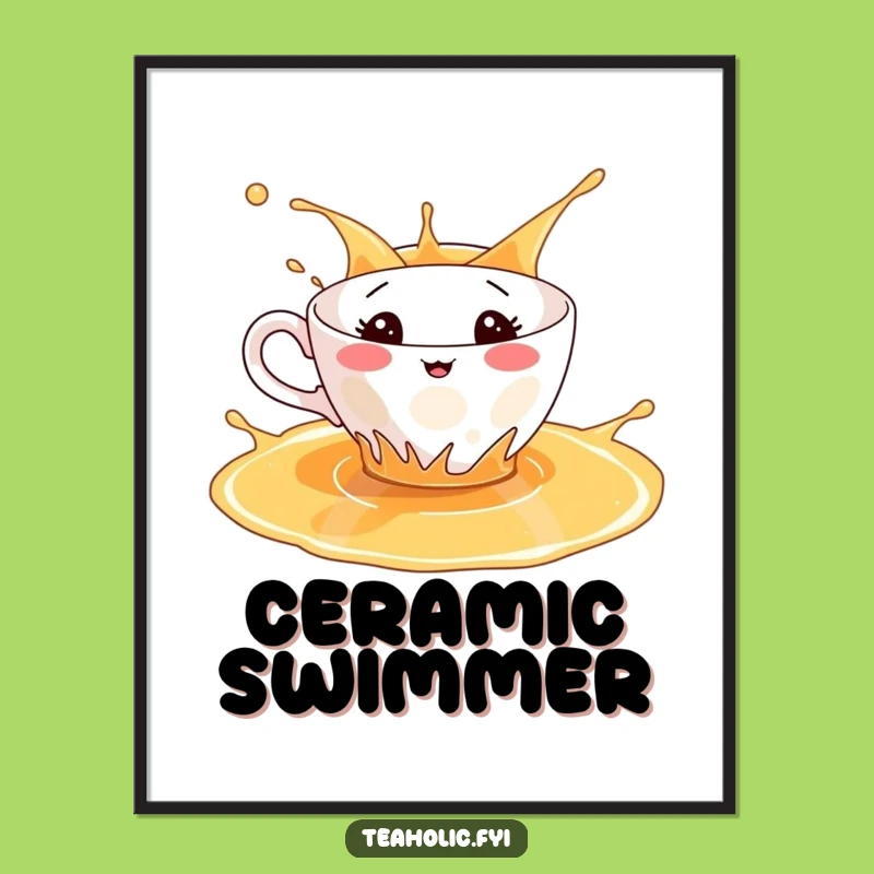 Funny Splashing Teacup Digital Art - Instant Tea Time Joy