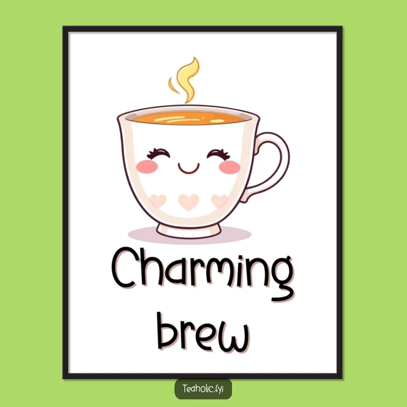 Funny Happy Teacup Wink Digital Art: Instant Smiling Decor Gift