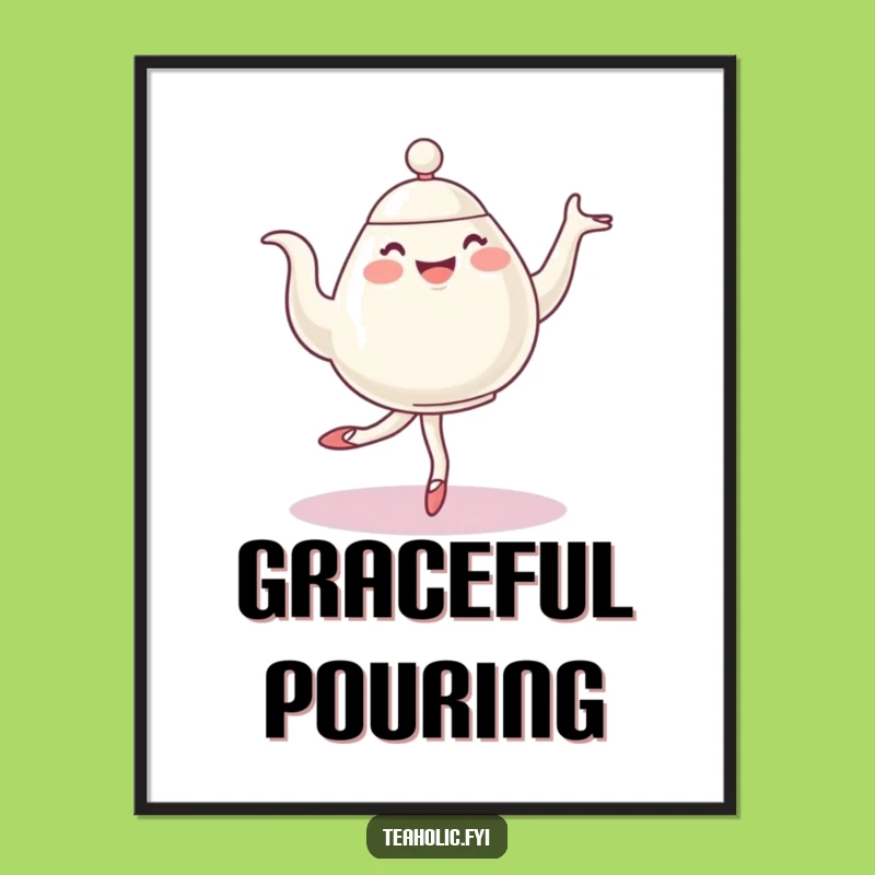 Funny Ballet Teapot Digital Art - Printable Pirouetting Character Decor - Instant Funny Gift!