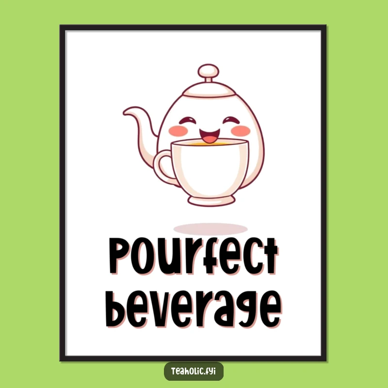 Funny Cheerful Teapot Pouring Digital Art: Instant Joyful Decor