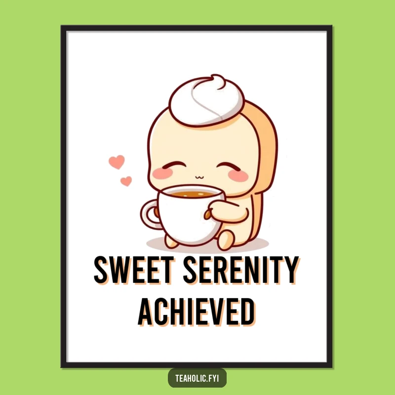 Funny Pastry Sipping Tea Digital Art: Instant Calm and Sweetness for Your Decor