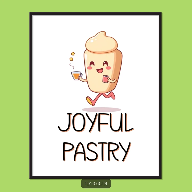 Funny Pastry Skip Digital Print: Happy Tea Dancer Art, Instant Funny Gift!
