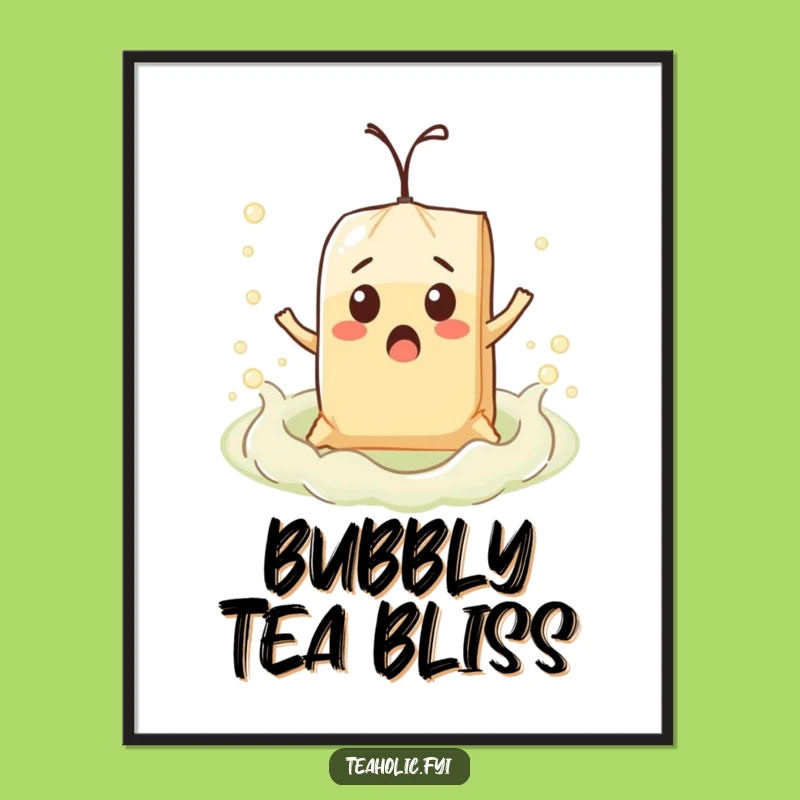 Funny Surprised Teabag Float Digital Art: Instant Whimsical Decor