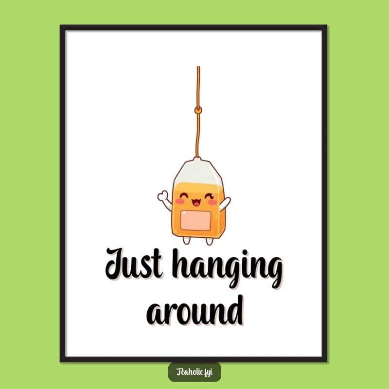 Funny Tea Bag Digital Art: Waving Character for Instant Cheer