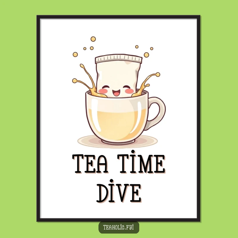 Funny Tea Bag Splash Digital Art: Instant Cheerful Decor