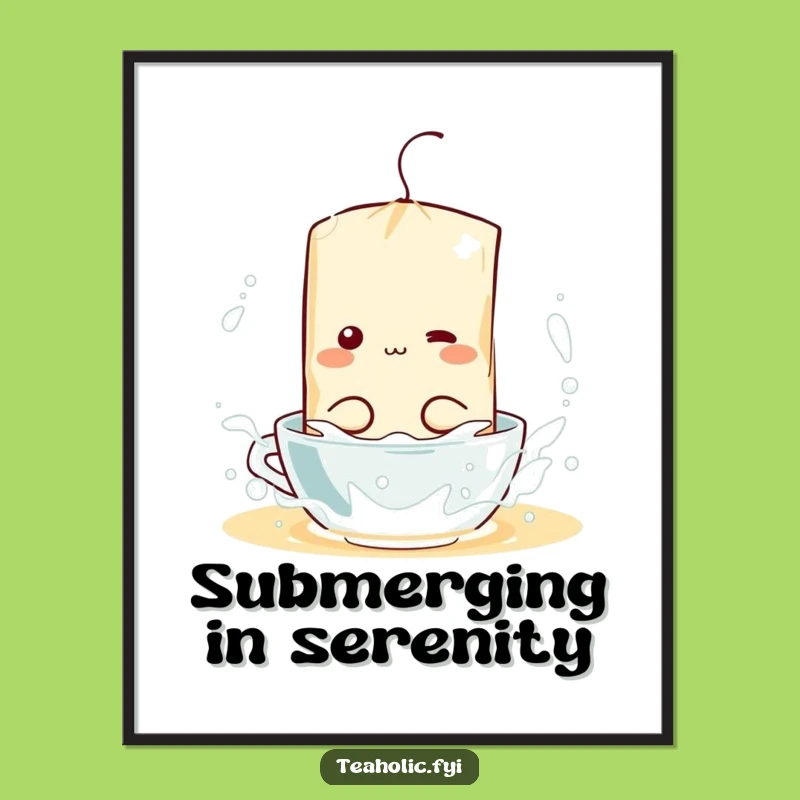 Funny Tea Bag Splash Digital Print: Instant Hot Water Humor for Your Walls