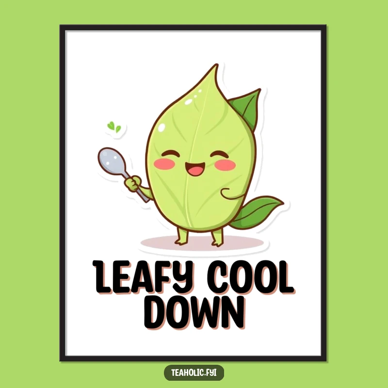 Funny Tea Leaf Fanning Spoon Digital Art: Instant Cool Decor Gift