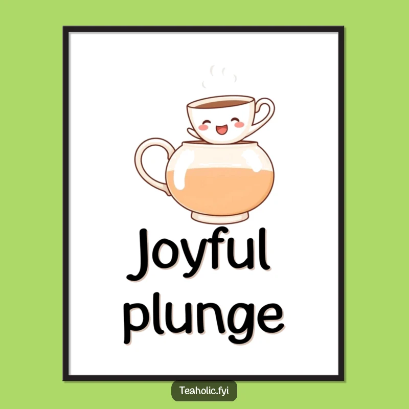 Funny Teacup Jumps Digital Art: Energetic Decor - Instant Funny Gift