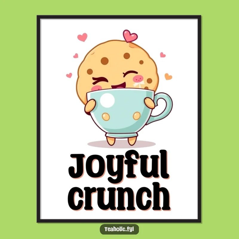 Funny Winking Cookie Digital Print: Joyful Teacup Art, Instant Funny Gift!
