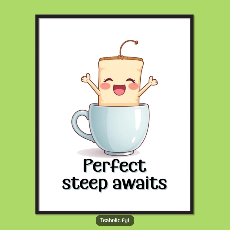 Funny Tea Bag Jump Digital Art - Printable Leaping Character Decor - Instant Funny Gift!