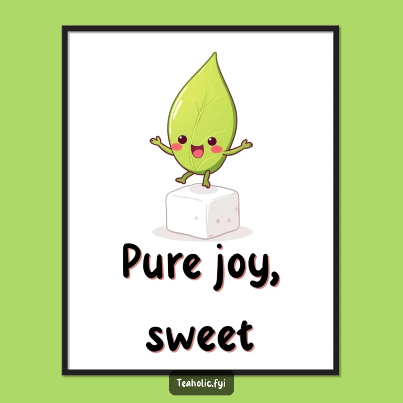 Funny Tea Leaf Bouncing Digital Art Print, Instant Joy for Your Walls