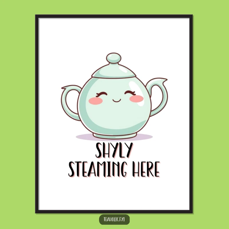 Funny Shy Teapot Digital Art - Instant Shyness for Your Walls!