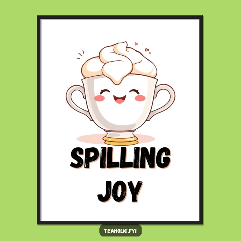 Funny Teacup Spill Digital Art: Gleeful Character for Instant Cheer