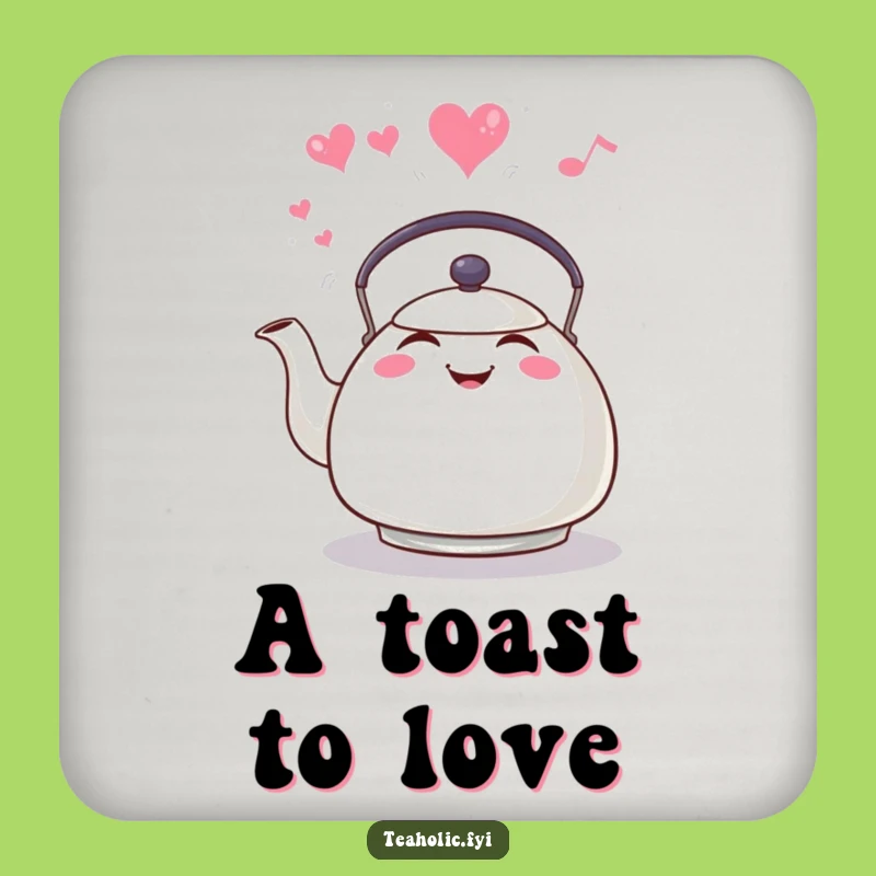 Funny Tea Kettle Drink Coaster, Heart Steam, Table Protection