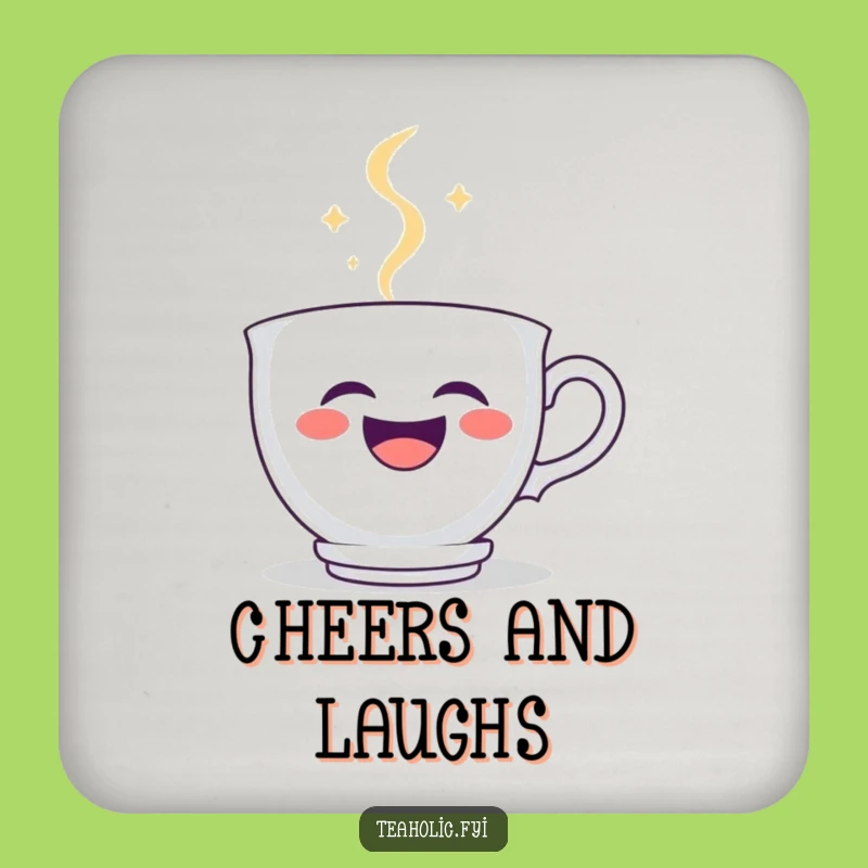 Funny Laughing Teacup Coaster: Happy Steam Art, Perfect Funny Gift Protector!