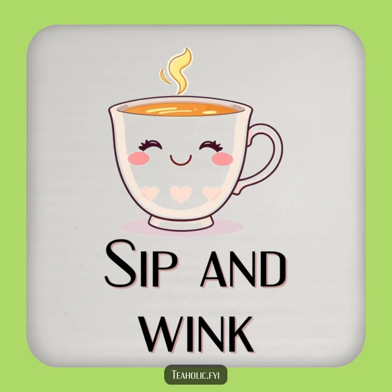 Funny Happy Teacup Wink Coaster: Surface Smiling Protector Gift