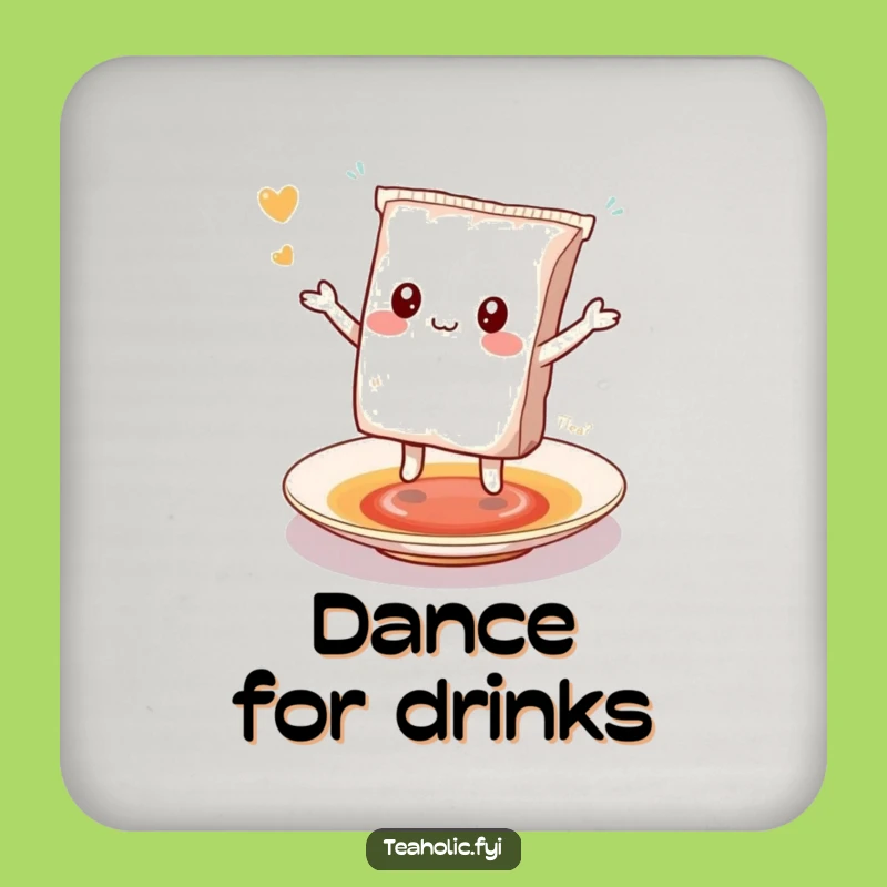 Funny Kawaii Tea Bag Dancing Coaster: Protect Surfaces with Cute Humor