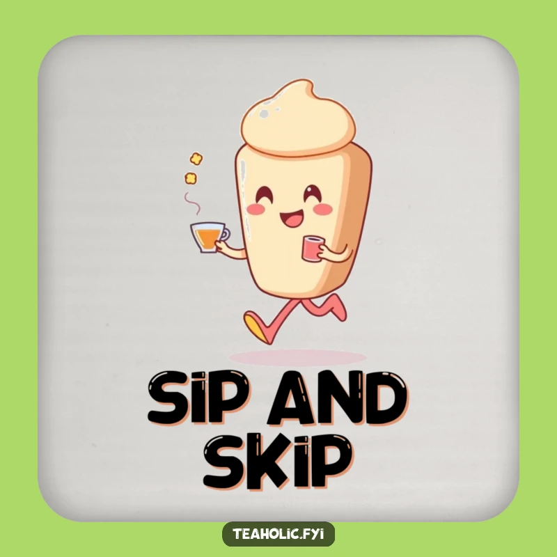 Funny Pastry Skip Coaster: Happy Tea Dancer Art, Perfect Funny Gift Protector!