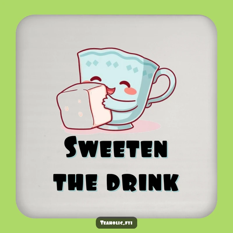 Funny Teacup Hugging Sugar Cube Coaster: Sweet Protection Funny Gift!