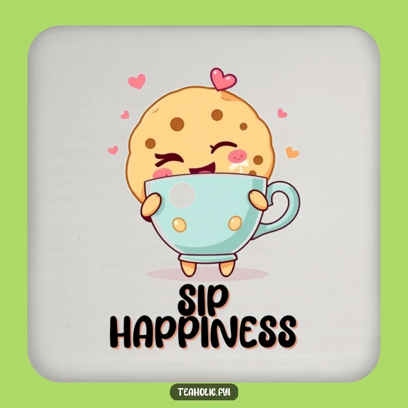Funny Winking Cookie Coaster: Joyful Teacup Art, Perfect Funny Gift Protector!