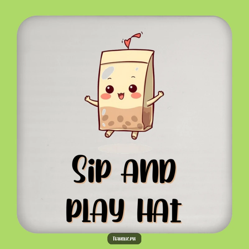 Funny Tea Bag Character Coaster: Playful Bouncing Protection, Humorous Decor Gift
