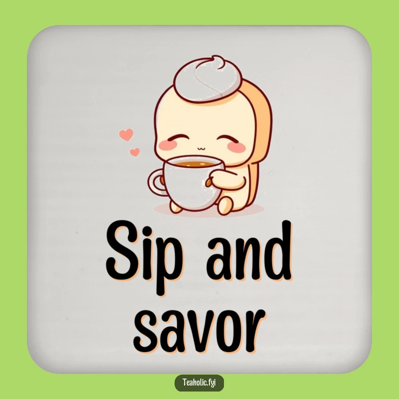 Funny Pastry Sipping Tea Coasters: Protect Surfaces with Cartoon Serenity and Sweetness