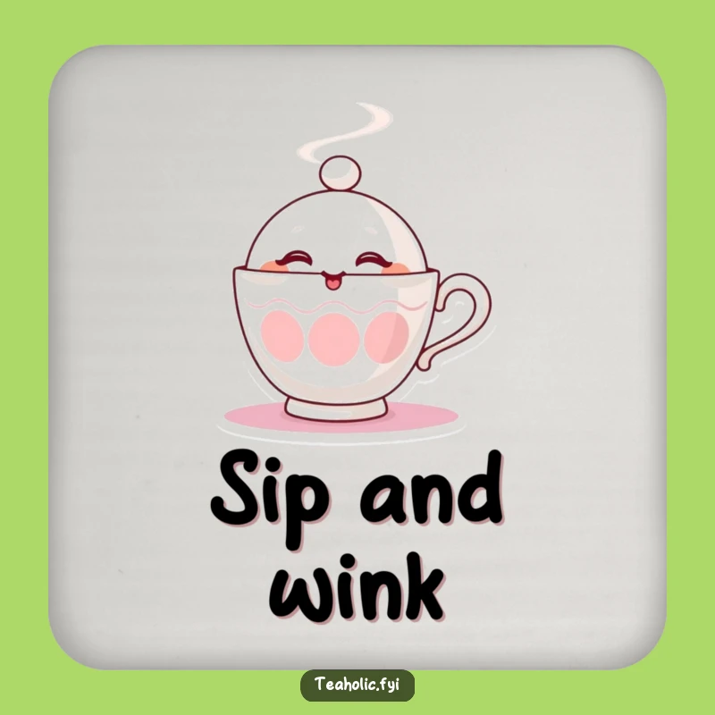 Funny Winking Teacup Coaster - Steamy Surface Protection, Playful Gift!